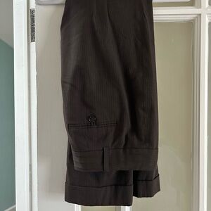 WOOL BLEND pinstripe straight leg trouser